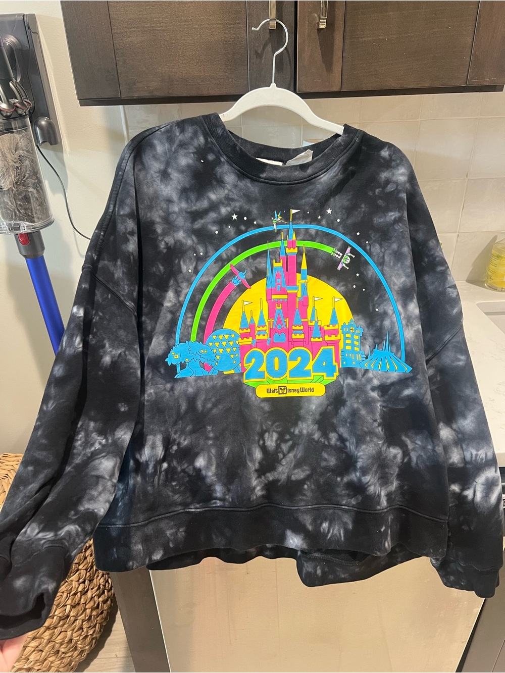Disney Black Tie-Dye 2024 Castle Graphic Sweatshirt